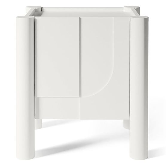 Nachttisch Lunaria mit gefräster Front, weiß