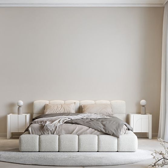 Nachttisch Lunaria mit gefräster Front, weiß