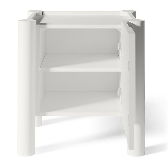 Nachttisch Lunaria mit gefräster Front, weiß