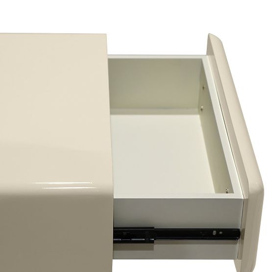 Nachttisch mit Schublade Blush, cremeweiß, glänzend, bogenförmig