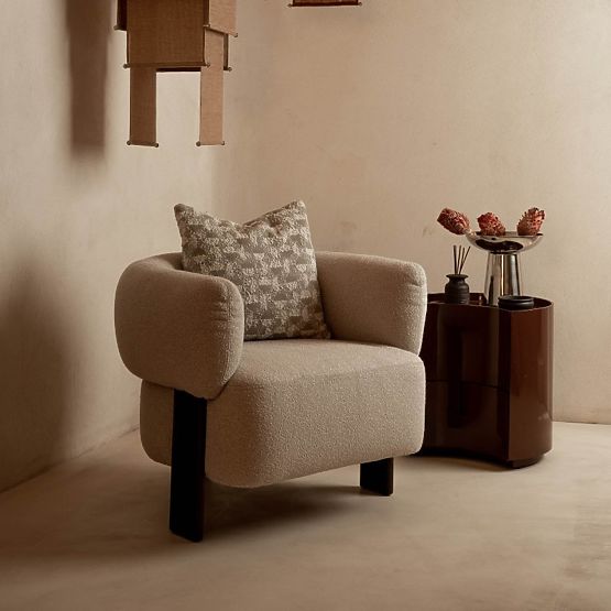 Nachttisch mit Schubladen Vena, bordeaux/braun, abgerundet, glänzend