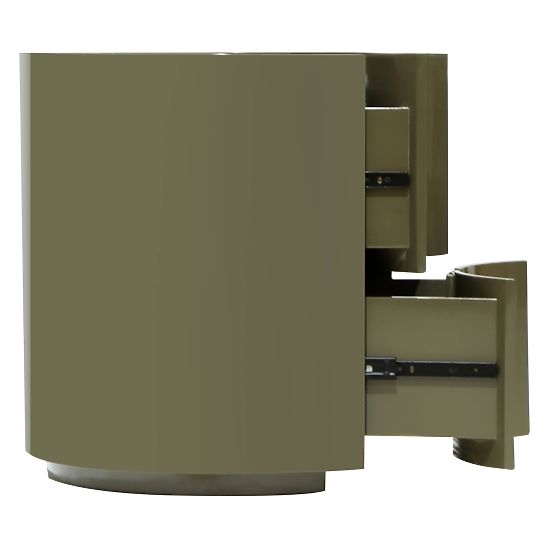 Nachttisch mit Schubladen Vena, grün/grau, abgerundet, glänzend