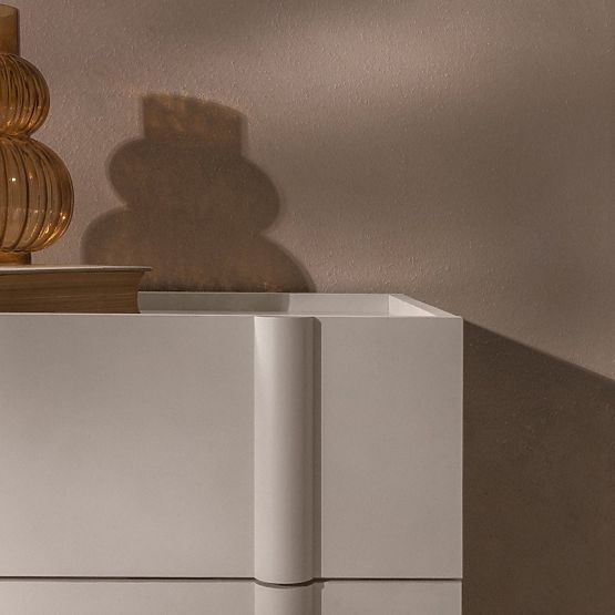 Nachttisch Moss kaschmirfarben, abgerundet