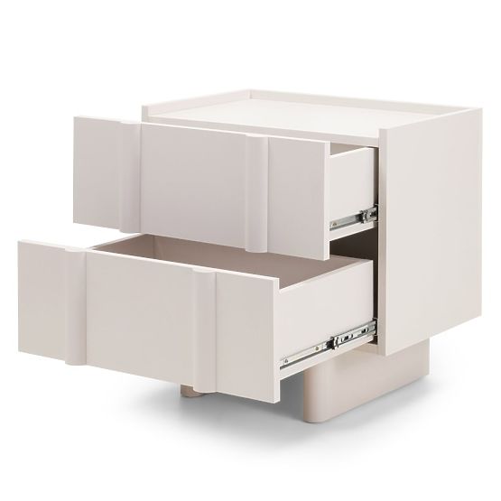 Nachttisch Moss kaschmirfarben, abgerundet