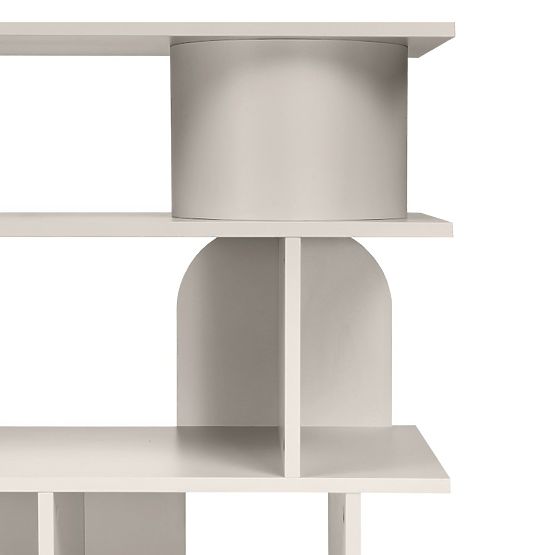 Niedriges Regal Rangali, kaschmirfarben, abgerundet