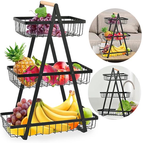 Obstkorb PULOS 3 Ebenen schwarz