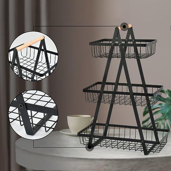 Obstkorb PULOS 3 Ebenen schwarz