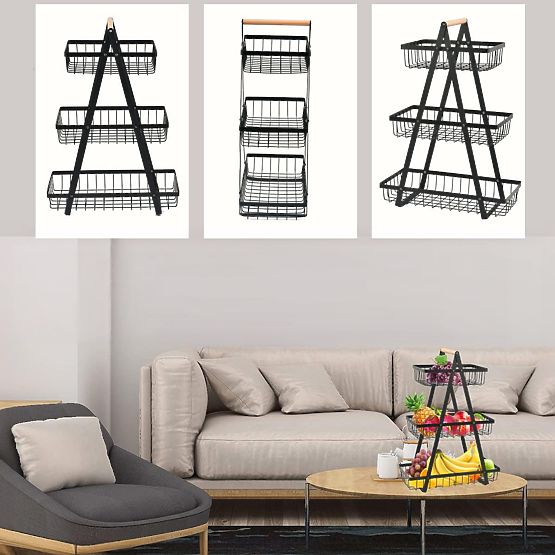 Obstkorb PULOS 3 Ebenen schwarz