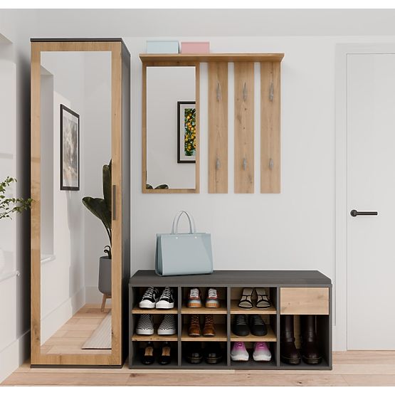 Offener Schuhschrank TALLIN ANTHRAZIT EICHE ARTISAN für den Flur