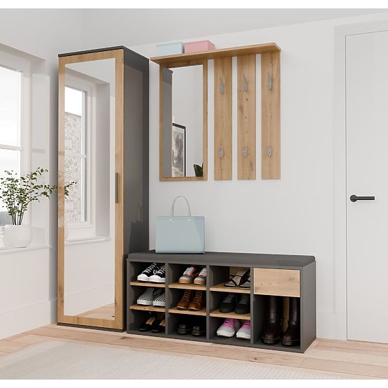 Offener Schuhschrank TALLIN ANTHRAZIT EICHE ARTISAN für den Flur