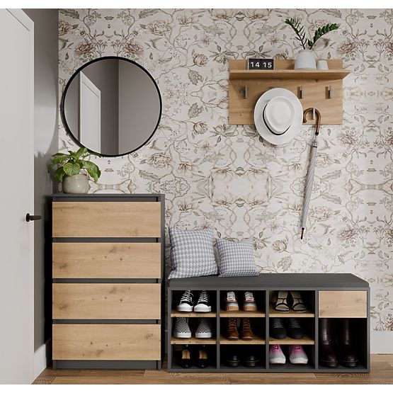 Offener Schuhschrank TALLIN ANTHRAZIT EICHE ARTISAN für den Flur