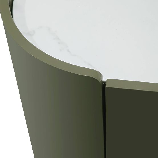 Ovale Kommode Nari, grün/grau, Spiek, glänzend