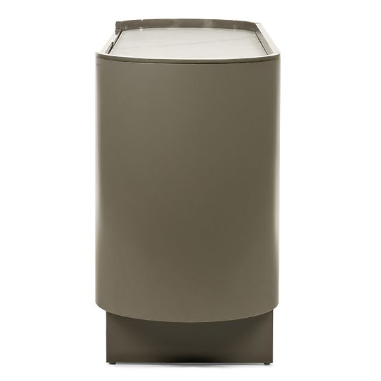 Ovale Kommode Nari, grün/grau, Spiek, glänzend