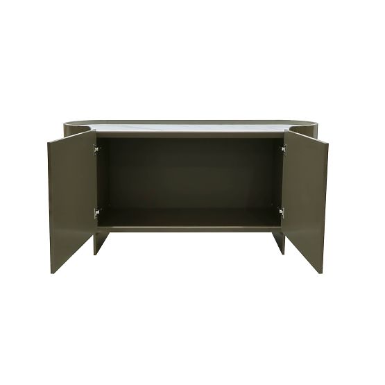 Ovale Kommode Nari, grün/grau, Spiek, glänzend