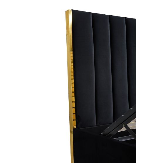 Polsterbett mit hohem Kopfteil PALLAZO schwarz – 160x200 cm