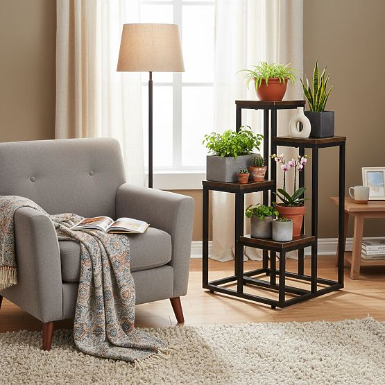 Pflanzenständer Dekoration 4 Regale Loft ModernHome