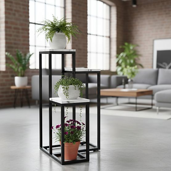 Pflanzenständer Munir weißer Marmor