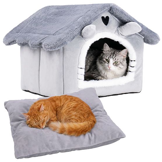 Plüschhaus für Katzen JASPER grau