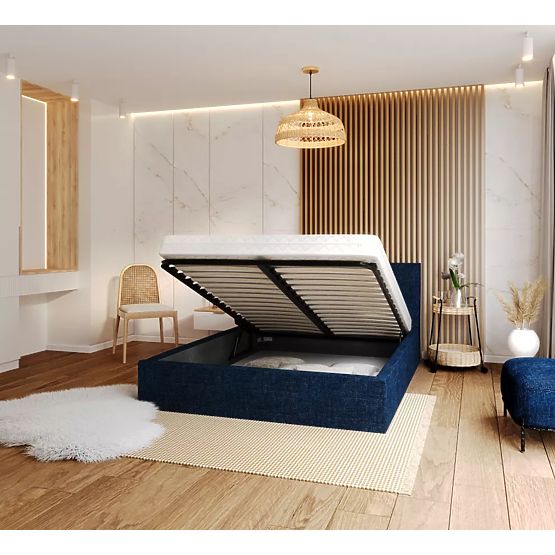 Polsterbett TULSA 120 x 200 cm – Dunkelblau