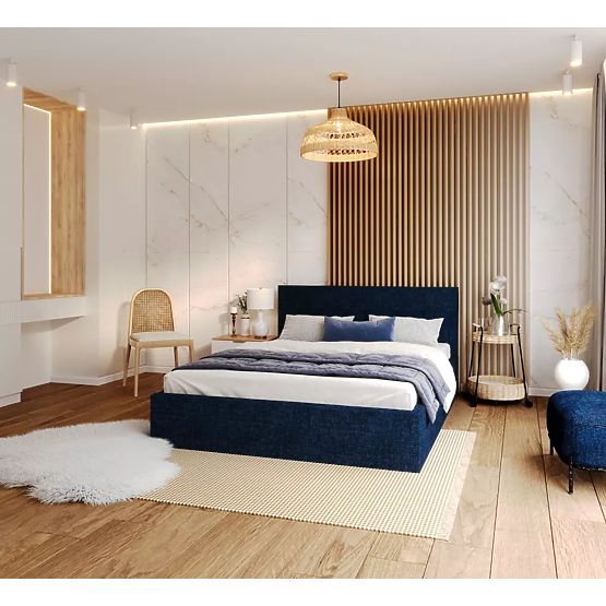 Polsterbett TULSA 140 x 200 cm – Dunkelblau