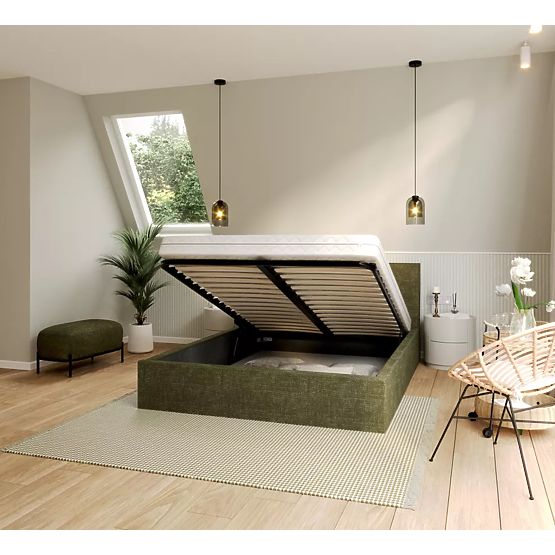 Polsterbett TULSA 140 x 200 cm – Olivgrün
