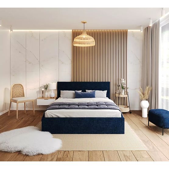 Polsterbett TULSA 160 x 200 cm – Dunkelblau