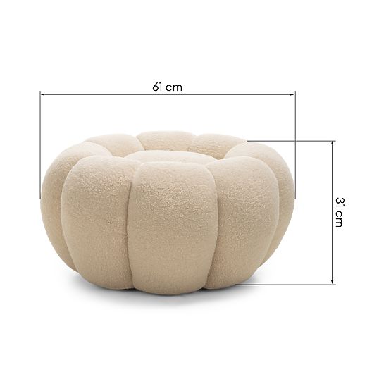 Pouf Perugia, beige, Bouclé, runde Formen