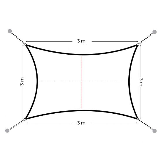 Quadratisches Sonnensegel 3x3m wasserabweisendes Dach ModernHome - grau