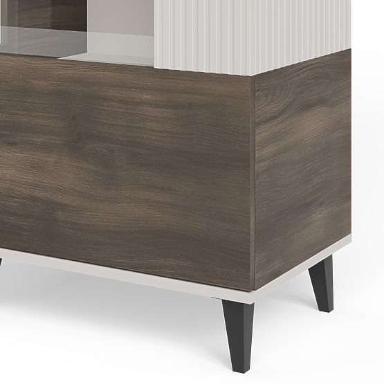 RANDOM 2-in-1 Vitrine Kaschmir / Nussbaum / Schwarz