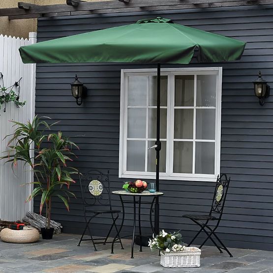 Rechteckiger großer schräger Garten-Klappschirm mit grünem Griff 200 x 140 cm