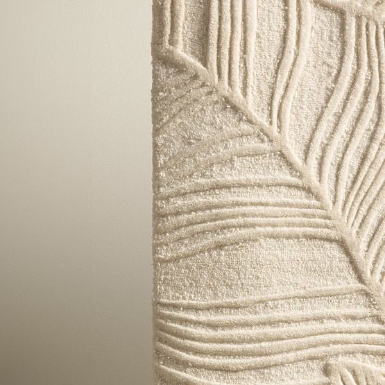 Rechteckiger Teppich Mona getuftet, Wolle, cremefarben, Blätter