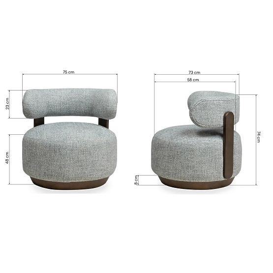 Relax-Sessel Dolce, geschwungene Formen, blau-beige/Nussbaum