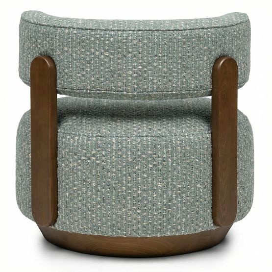 Relax-Sessel Dolce, geschwungene Formen, blau-beige/Nussbaum