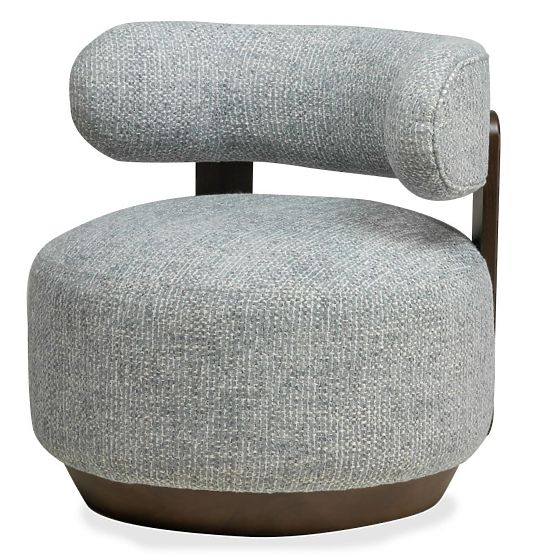 Relax-Sessel Dolce, geschwungene Formen, blau-beige/Nussbaum