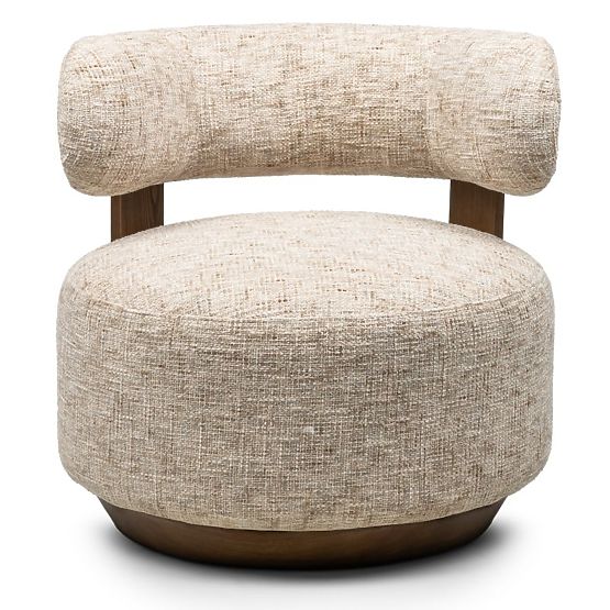 Relax-Sessel Dolce, runde Formen, beige-grau/Nussbaum