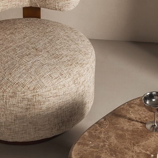 Relax-Sessel Dolce, runde Formen, beige-grau/Nussbaum