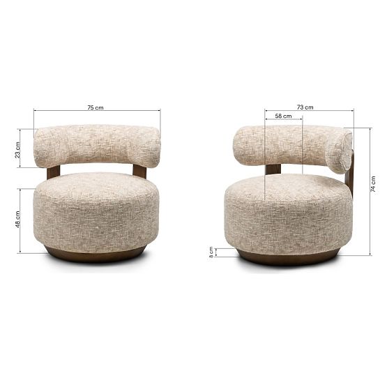 Relax-Sessel Dolce, runde Formen, beige-grau/Nussbaum