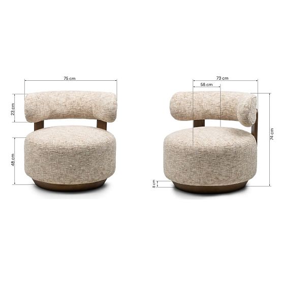 Relax-Sessel Dolce, runde Formen, beige-grau/Nussbaum