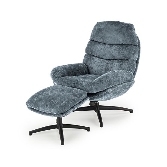 Relaxsessel DARIO mit Fußhocker und Schaukelmechanismus, blau (1p=1Stk)