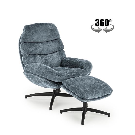Relaxsessel DARIO mit Fußhocker und Schaukelmechanismus, blau (1p=1Stk)