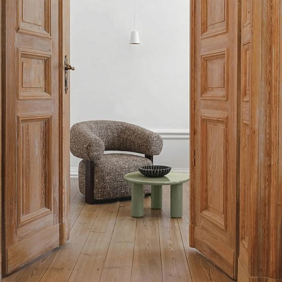 Relaxsessel Maribel braun-cremefarben/Nussbaum, abgerundete Formen