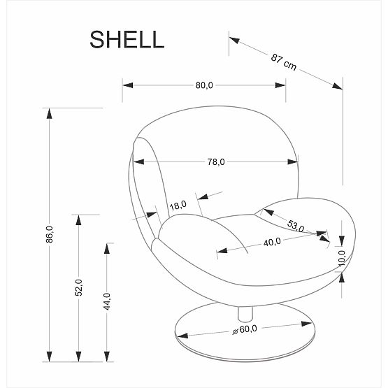 Relaxsessel SHELL, grau (1p=1Stk)
