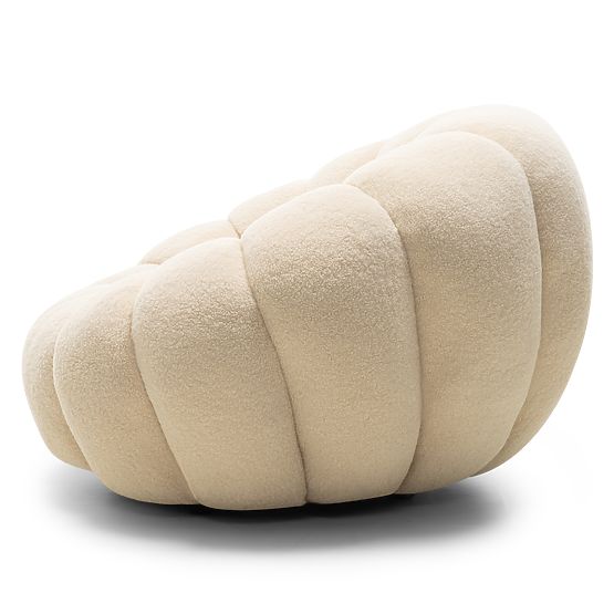 Relaxsessel Venezia beige mit drehbarem Sockel, Bouclé, runde Formen