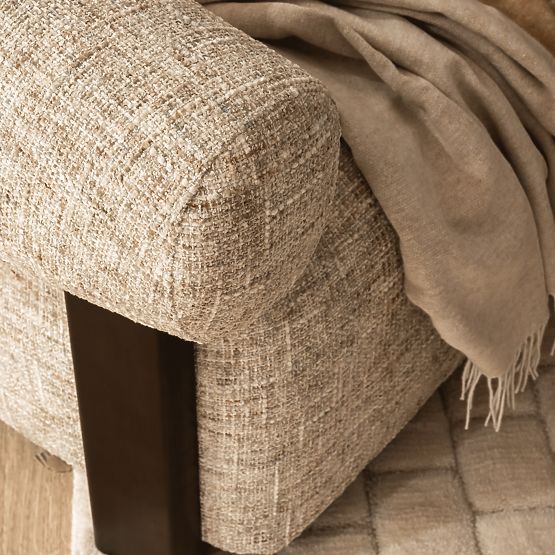 Relaxstuhl Maribel beige-grau/walnuss, runde Form