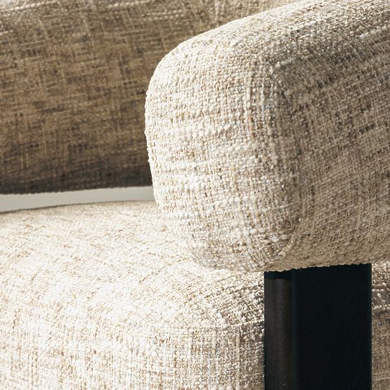 Relaxstuhl Maribel beige-grau/walnuss, runde Form