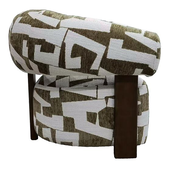 Relaxstuhl Maribel oliv-creme/nussbaum, abgerundete Formen