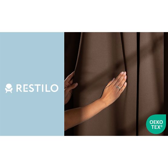 RESTILO BLACKOUT Vorhang, Farbe Braun, Raffhalter, klassischer Stil, silberne Ösen, Material bl