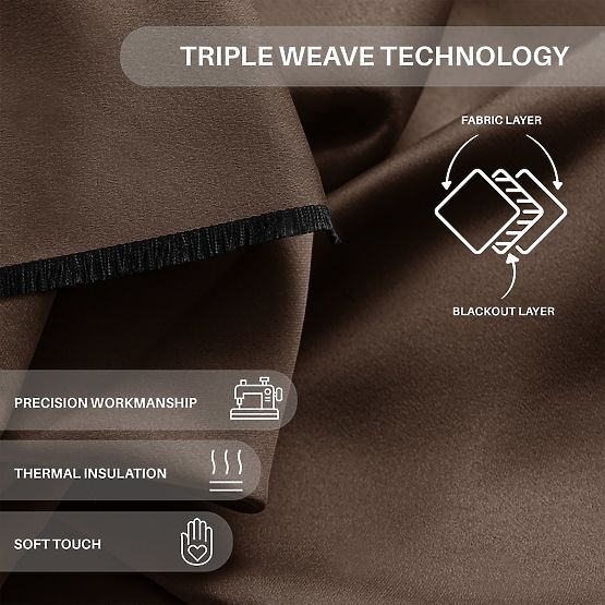 RESTILO BLACKOUT Vorhang, Farbe Braun, Raffhalter, klassischer Stil, silberne Ösen, Material bl