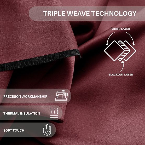 RESTILO BLACKOUT-Vorhang, Farbe Rot, Raffhalter, klassischer Stil, silberne Ösen, Material b