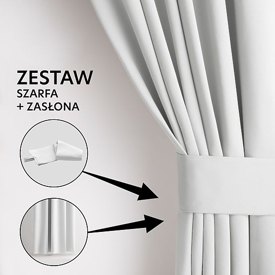 RESTILO BLACKOUT Vorhang Farbe Weiß, Halteschleife, klassischer Stil, silberne Ösen, Material bl